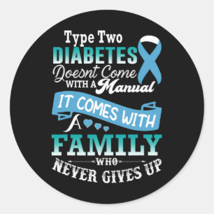 Type Two Diabetes For Family Blue Ribbon Diabetic  Classic Round Sticker