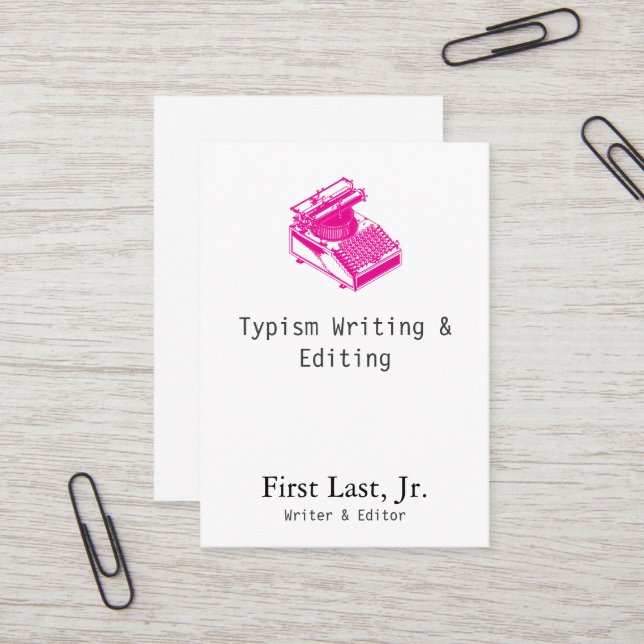 Type Writing Machine Magenta Business Card (Front/Back In Situ)