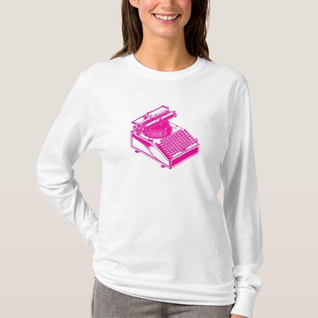 Type Writing Machine - Magenta Writer typewriter T-Shirt (Front)