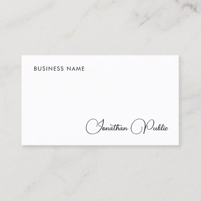 Typed Name Elegant Simple Design Company Business Card (Front)