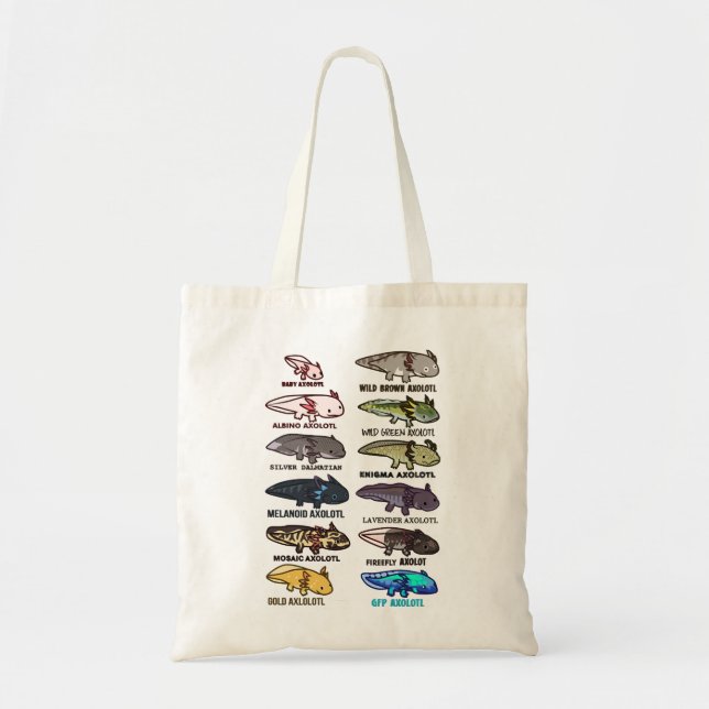 Types of Axolotls  Tote Bag (Front)
