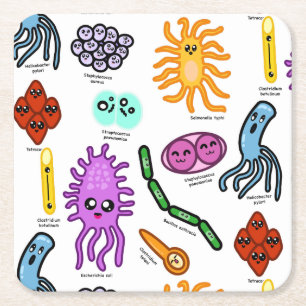 Types Of Bacteria Square Paper Coaster