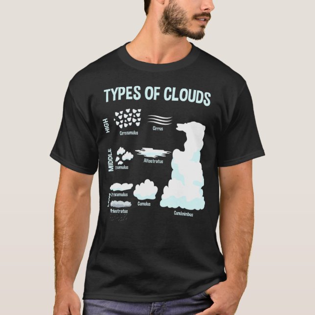 Types Of Clouds Meteorology Weatherman T-Shirt (Front)