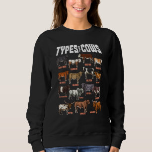 Types of Cow Cattle Heifer Bull Farmer Cow Farm An Sweatshirt