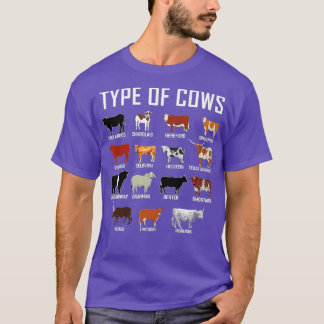 Types Of Cows  Farmer   Costume Cow  T-Shirt