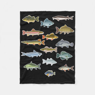 Types Of Freshwater Fish Fishing Fleece Blanket