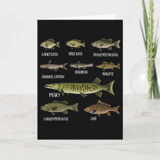 Types Of Freshwater Fish Sorts Species Fishing Card