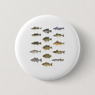 Types Of Freshwater Fish Species Biology Fishing  6 Cm Round Badge