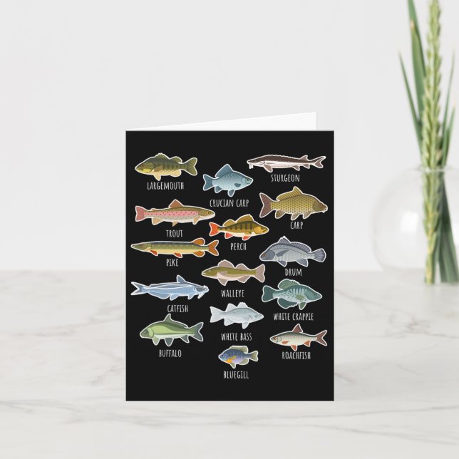 Types Of Freshwater Fish Species Fishing  Card (Front)
