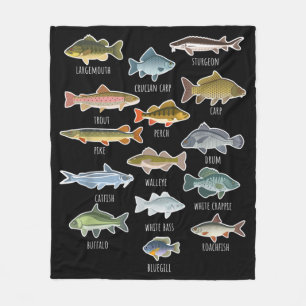 Types Of Freshwater Fish Species Fishing Fleece Blanket