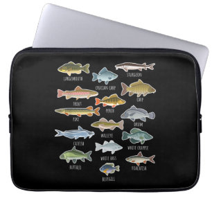 Types Of Freshwater Fish Species Fishing Laptop Sleeve
