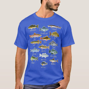 Types Of Freshwater Fish Species Fishing  T-Shirt