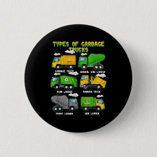 Types Of Garbage Truck Kids Boys Adult Trashtruck 6 Cm Round Badge