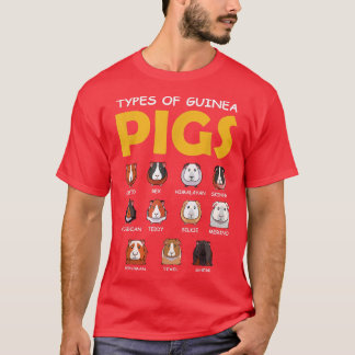 Types Of Guinea Pigs Lover Cute Animal Pet Rodents T-Shirt