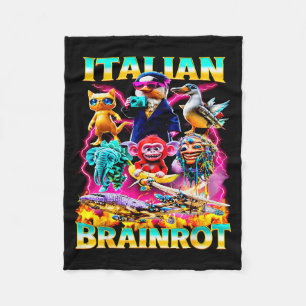 Types Of Italian Brainrot Meme Character Hand Draw Fleece Blanket