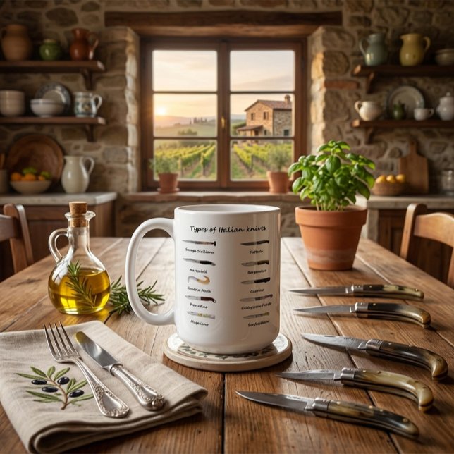 Types of Italian Knives Culinary Infographic  Coffee Mug (Creator Uploaded)
