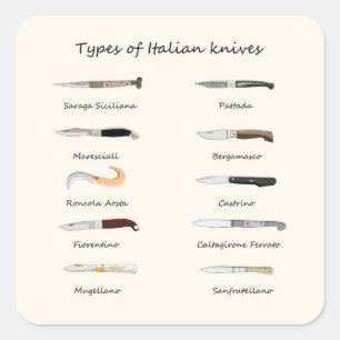 Types of Italian Knives Square Sticker