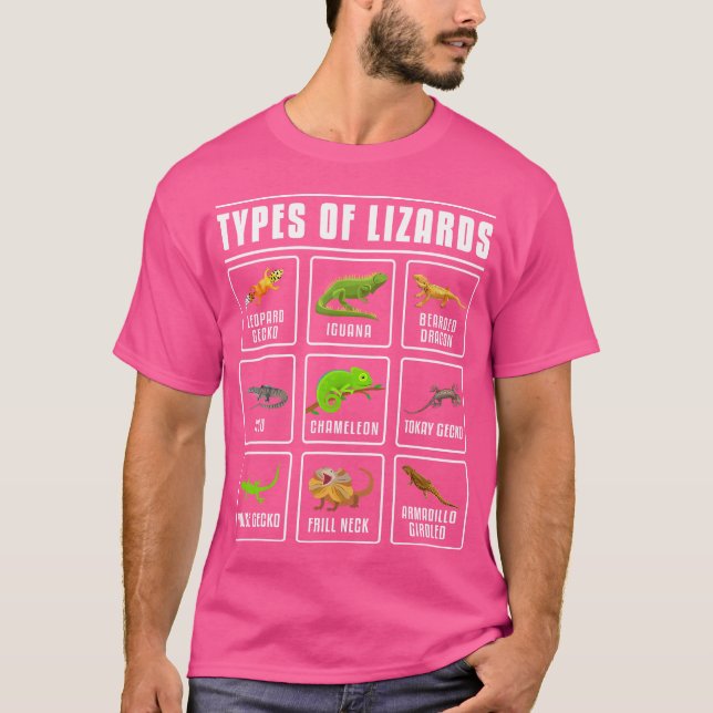 Types Of Lizards Lizard Reptiles T-Shirt (Front)