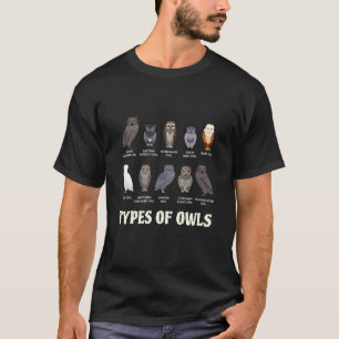 Types of Owls Educational Cute Owl Lover Women Men T-Shirt