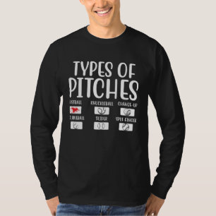 Types Of Pitches Baseball Athlete Sports Catcher P T-Shirt