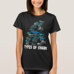 Types of Shark Megalodon Great White Nurse Shark P T-Shirt