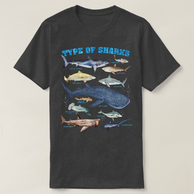 Types Of Sharks Marine Biology  T-Shirt (Design Front)