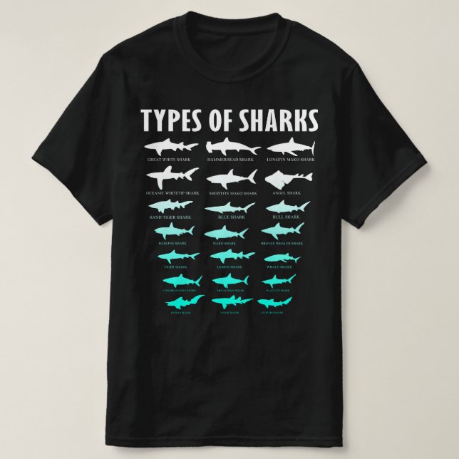 types of sharks T-Shirt (Design Front)