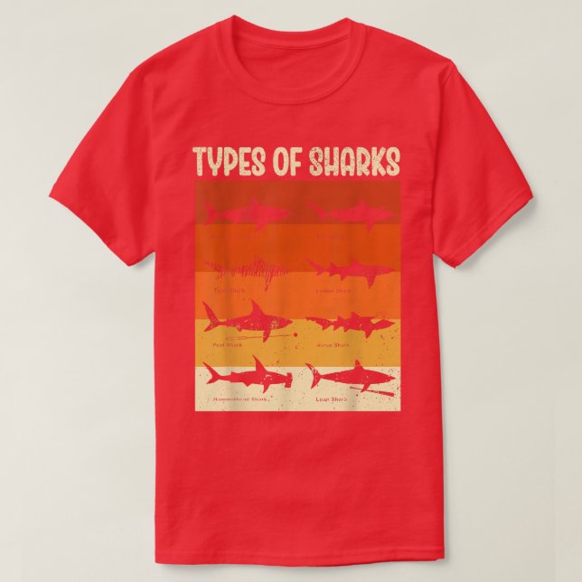 Types Of Sharks T-Shirt (Design Front)
