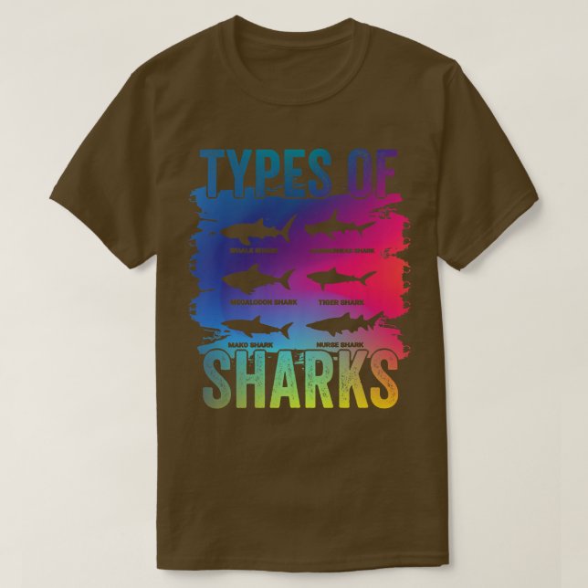 Types Of Sharks T-Shirt (Design Front)