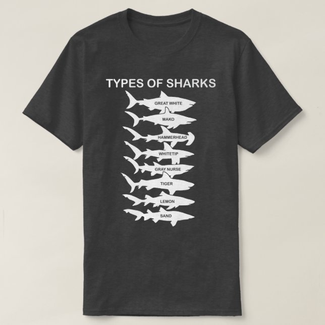 Types Of Sharks T-Shirt (Design Front)