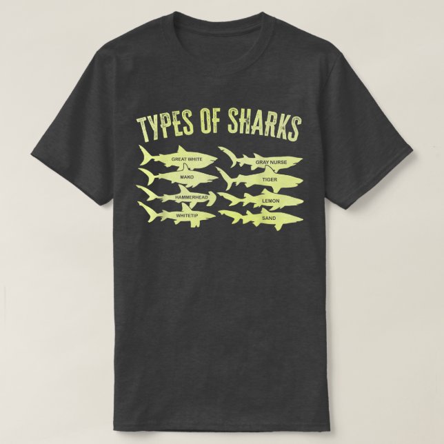 Types Of Sharks T-Shirt (Design Front)