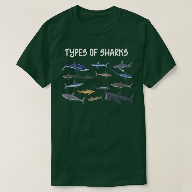 Types Of Sharks T-Shirt (Design Front)