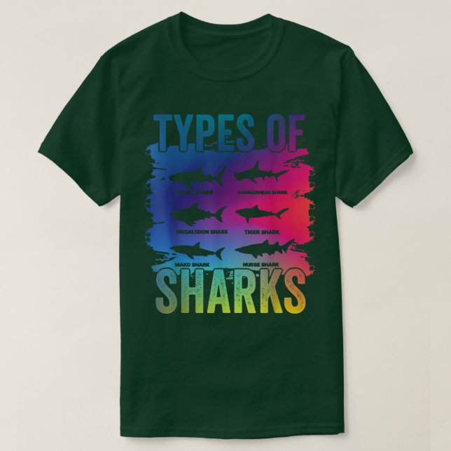 Types Of Sharks T-Shirt (Design Front)