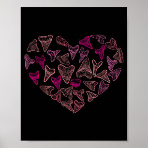 Types Of Sharks Tooth Heart Valentines Fossil Mari Poster