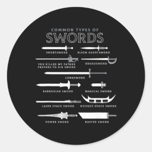 Types Of Swords  Classic Round Sticker