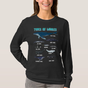 Types of Whales Ocean Marine Biology Educational S T-Shirt