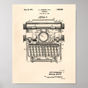 Typewriter 1941 Patent Art - Old Peper Poster