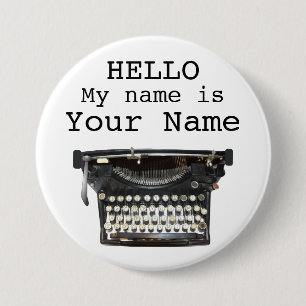 Typewriter Author Writer Name Tag Personalised Pin