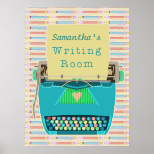 Typewriter Authors Writing Room Personalised Poster