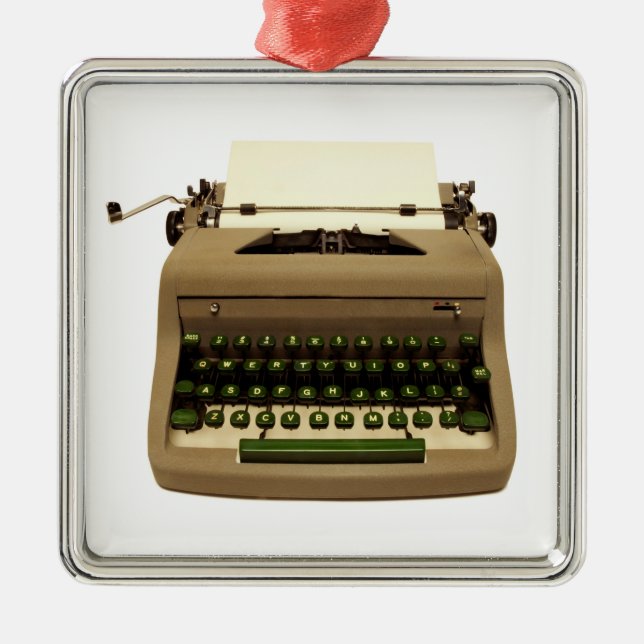 Typewriter Christmas Tree Ornament for Writers (Front)
