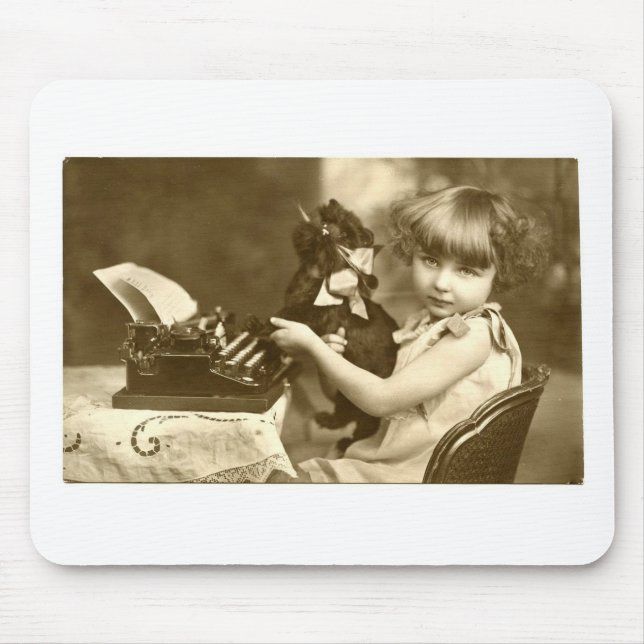 Typewriter girl mouse pad (Front)