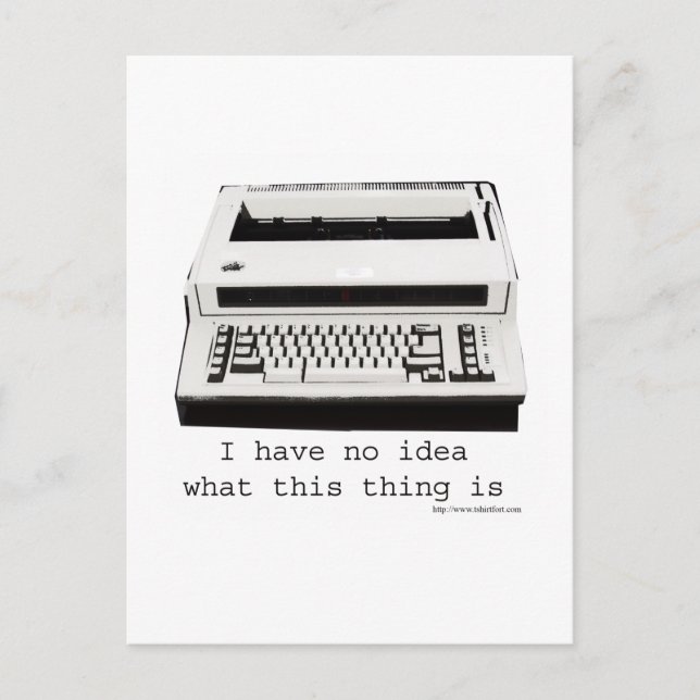 Typewriter Huh? Postcard (Front)