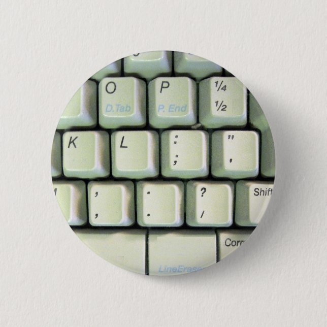 Typewriter Keyboard 6 Cm Round Badge (Front)