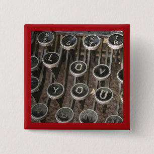 Typewriter Keys "I Love You" 15 Cm Square Badge