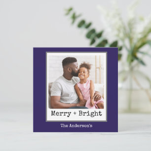 Typewriter Minimalist Christmas Photo Merry Bright Holiday Card