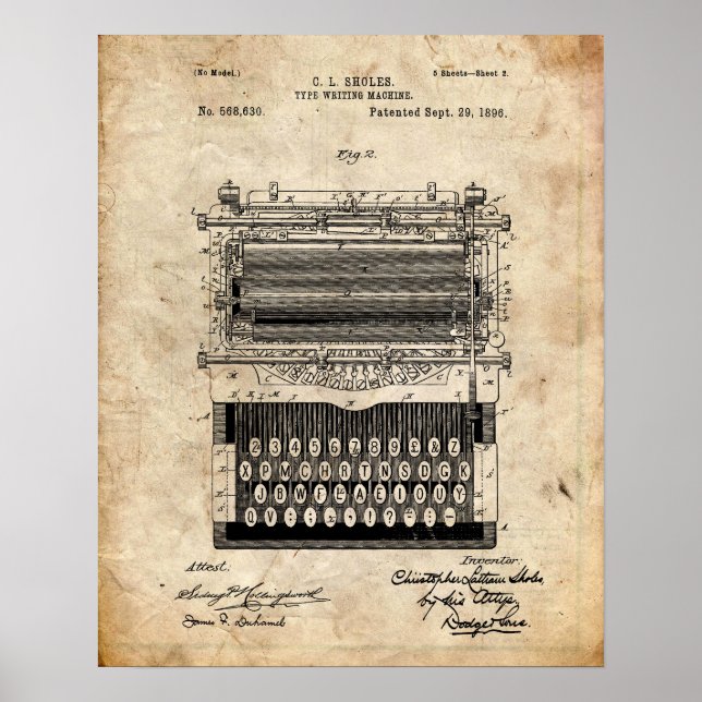 Typewriter Patent Poster (Front)