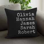 Typewriter Personalised Family Names Cushion<br><div class="desc">Typewriter Personalised Family Throw Pillow. Create your own custom throw pillow with family names of kids,  parents,  and pets in vintage style typewriter typography. Great Christmas gift for grandparents.</div>