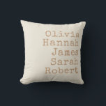 Typewriter Personalised Family Names Cushion<br><div class="desc">Typewriter Personalised Family Throw Pillow. Create your own custom throw pillow with family names of kids,  parents,  and pets in vintage style typewriter typography. Great Christmas gift for grandparents.</div>