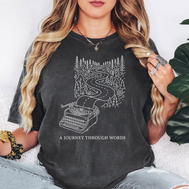 Typewriter Road Writing Forest Art T-Shirt (Creator Uploaded)