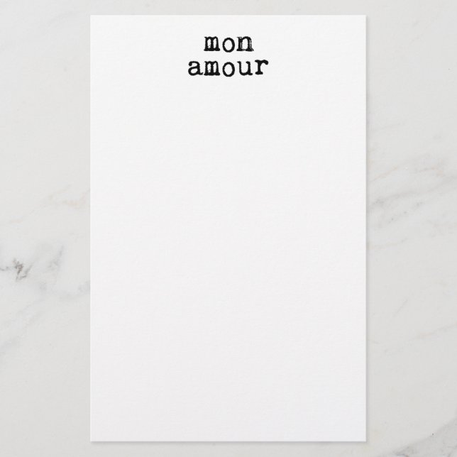 Typewritten Mon Amour Stationery (Front)